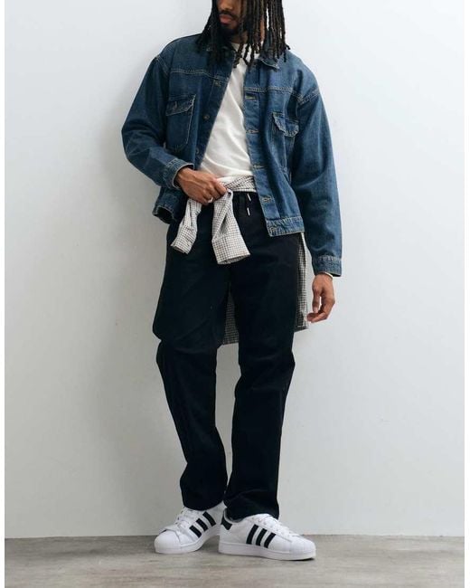 Jack & Jones Blue Drawstring Twill Chino Trousers for men