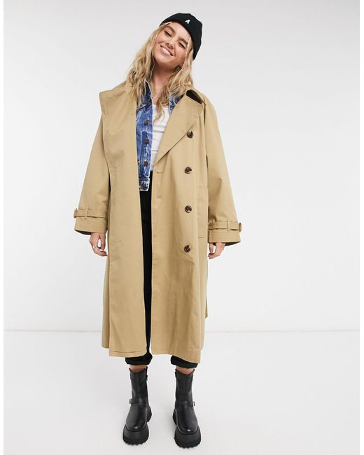 Pepe Jeans Freeda Oversized Trench Coat in Natural | Lyst Australia
