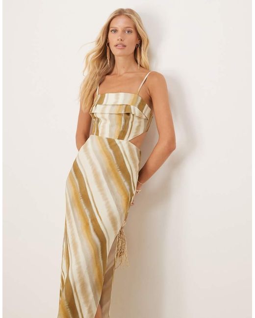 ASOS Natural Folded Bust Detail Cut Out Midi Slip Dress
