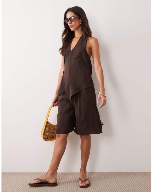 ASOS Brown Modal Look Tie Side Wrap Halter Top