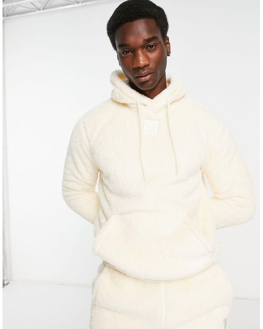 Adidas Originals – essentials+ – flauschiger kapuzenpullover in Natural für Herren