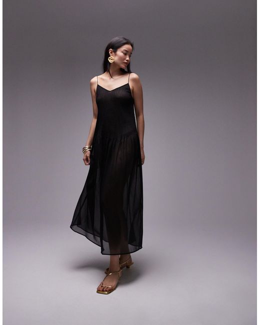 TOPSHOP Sheer Pintuck Waist Maxi Dress in Grey Lyst Canada
