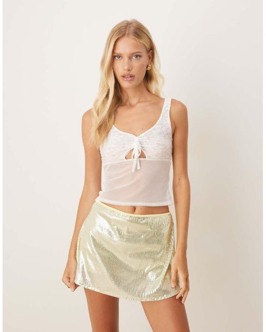 ASOS Natural Sequin Mini Skort