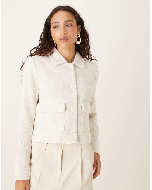 Chaqueta Trofeo Color Crema Abotonada De Bouclé De -Blanco Aware de color Natural