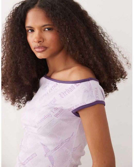 Cotton On White Lucky Star Graphic Off The Shoulder Baby Tee