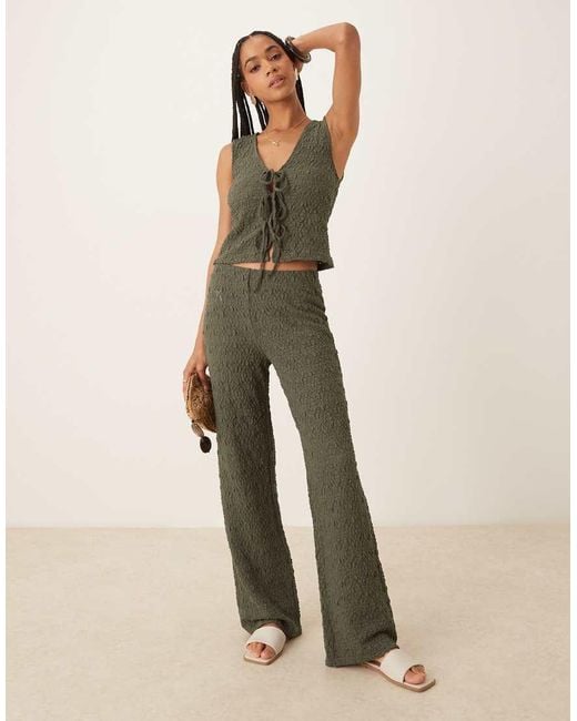 Mango Natural Crinkle Wide Leg Trouser Co-ord