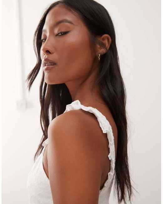 Miss Selfridge White Broderie Milkmaid Maxi Dress