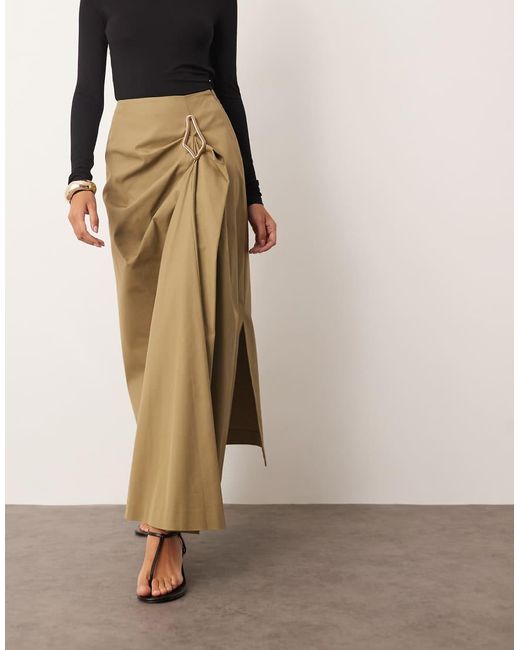 ARRANGE Natural Drape Structured Maxi Skirt With Metal Trim