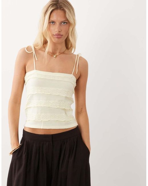 Mango Natural Teen Lace Detail Strappy Cami Top