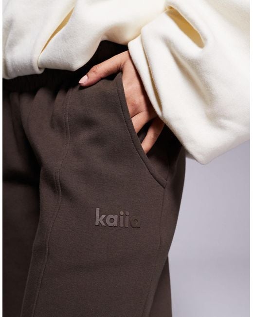 Kaiia Brown Exclusive Cotton Rich Seam Detail Barrel Leg joggers