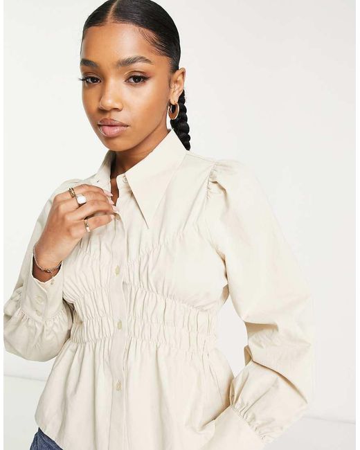 Urban Revivo White Gathered Detail Shirt