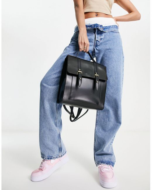 ASOS Synthetic Satchel Backpack With Gold Hardware in Black Lyst
