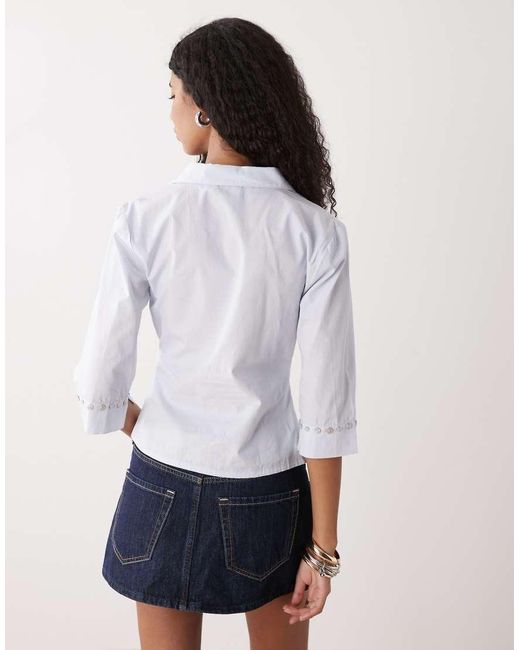 Collusion White Fitted Shell Button Shirt