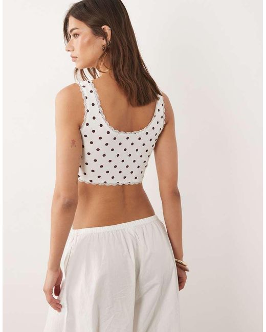 Miss Selfridge Brown Bralet Top With Lace Trim