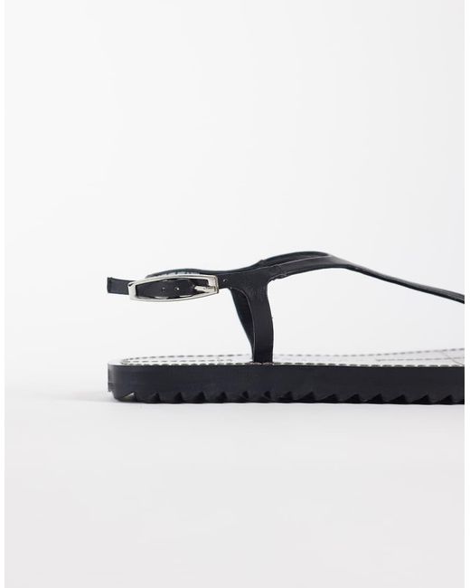 ASOS Metallic Filomena Premium Whipstitch Skinny Toe Loop Sandal