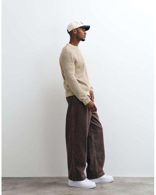 Jack & Jones Dikke Geribbelde Trui in het Natural voor heren