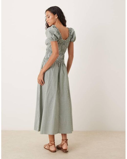 ASOS Natural Prarie Maxi Dress With Gathered Bust And Shirred Bodice