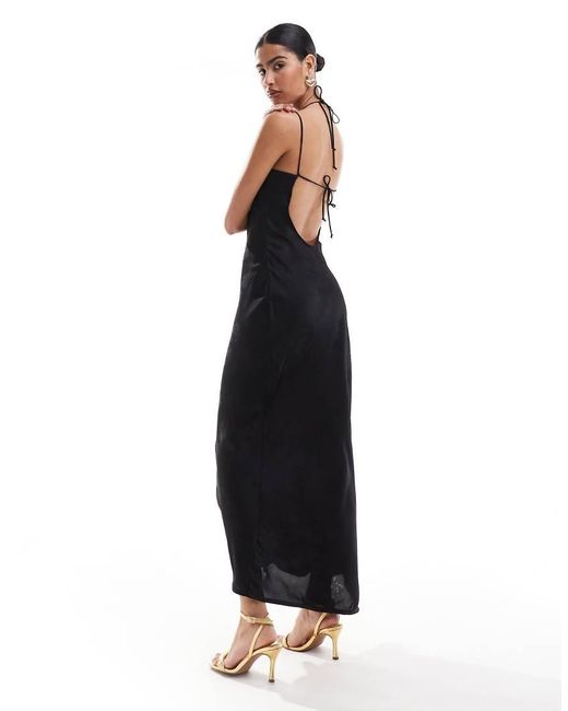 Bershka White Jacquard Cowl Neck Maxi Dress
