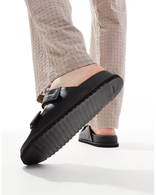 AllSaints Black Vex Leather Sandals for men