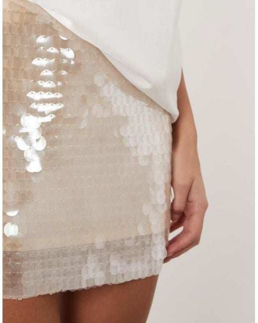 Gina Tricot Natural Sequin Mini Skirt