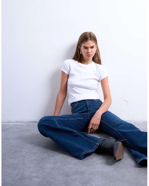 TOPSHOP Blue Jamie Flare High Rise Jeans