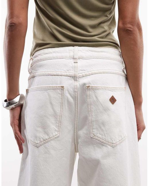 Abrand Jeans White 95 Barrel Jean With Contrast Stitch