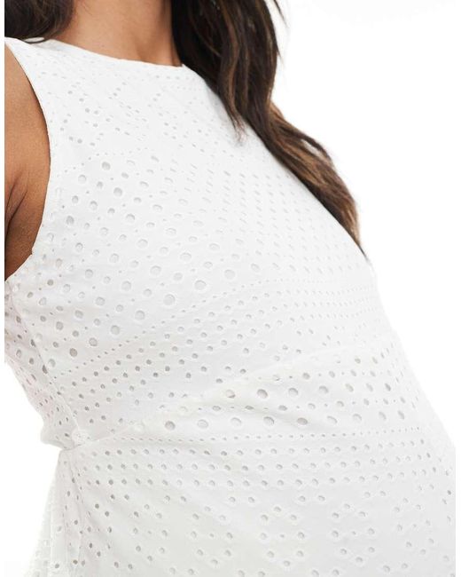 Mama.licious White Mamalicious Maternity Wide Leg Jersey Broderie Jumpsuit