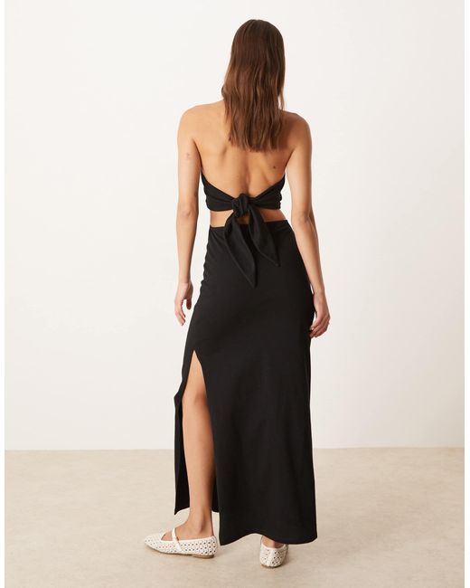 ASOS Natural Halter Maxi Dress With Bow Detail