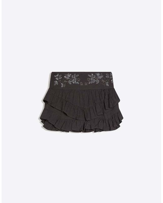Bershka Gray Shimmery Ruffled Mini Skirt