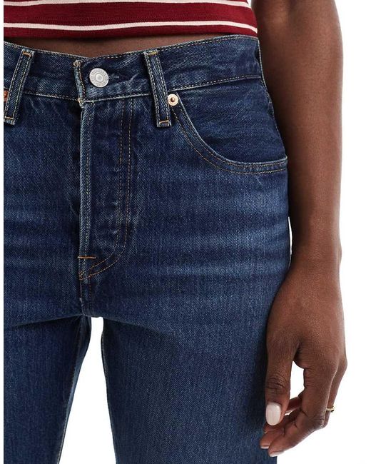 Levi's Blue 501 Straight Fit Crop Jeans