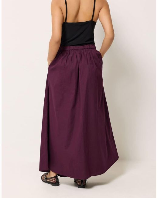 PixieGirl Purple Petite Poplin Cotton Maxi Skirt