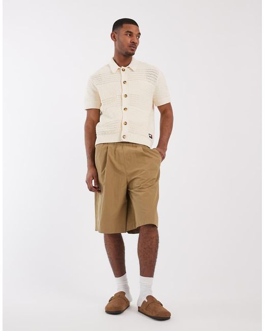 Tommy Hilfiger Natural Crochet Short Sleeve Cardigan for men