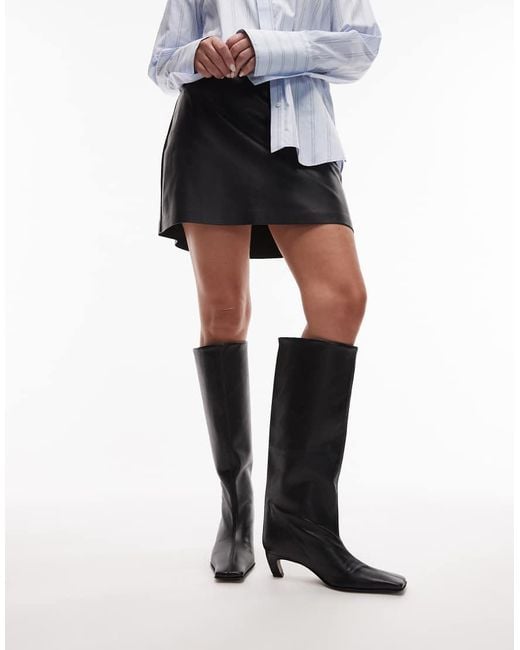 ASOS Black Candace Premium Pull On Chisel Toe Knee Boots