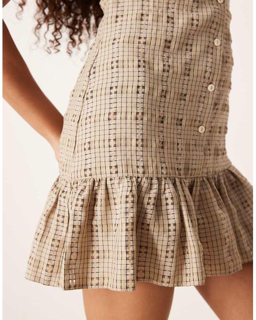 ASOS Geruite Mini Overhemdjurk Met Verlaagde Taille in het Natural