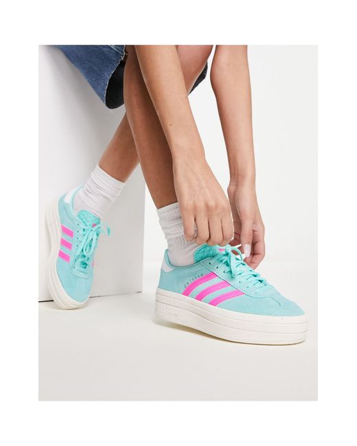 Gazelle bold - sneakers acqua e rosa con suola platform di Adidas Originals in Blue