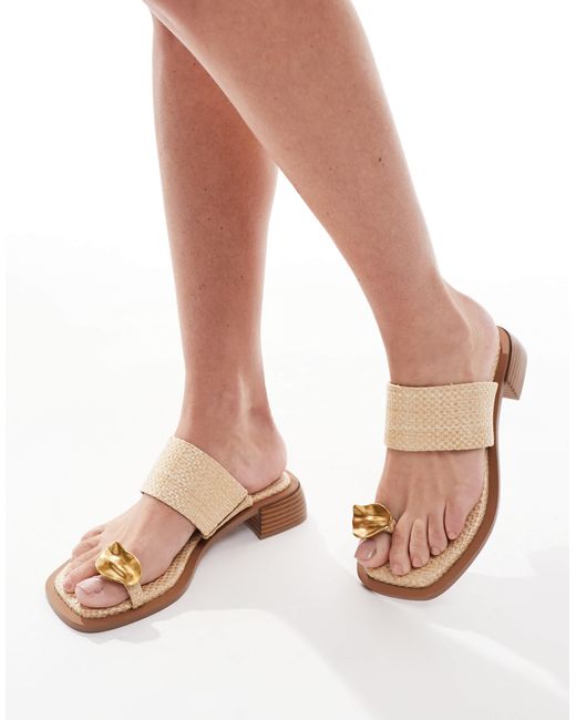 ASOS White Finesse Heeled Sandal With Bashed Metal Toe Loop