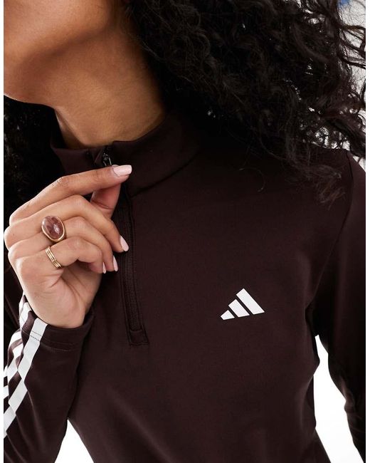 Adidas Originals Brown Adidas Training Hyperglam 1/4 Zip Top