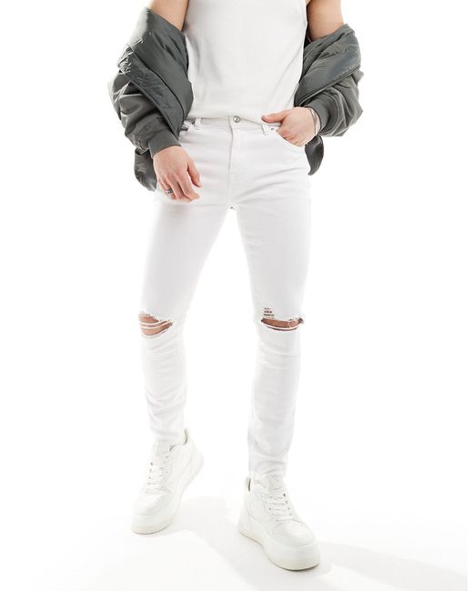 ASOS White Spray On Jeans With Power-stretch And Rips for men