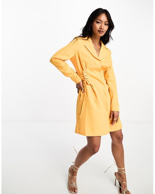 Y.A.S Yellow Exclusive Tailored Blazer Mini Dress With Corset Lace Up Side