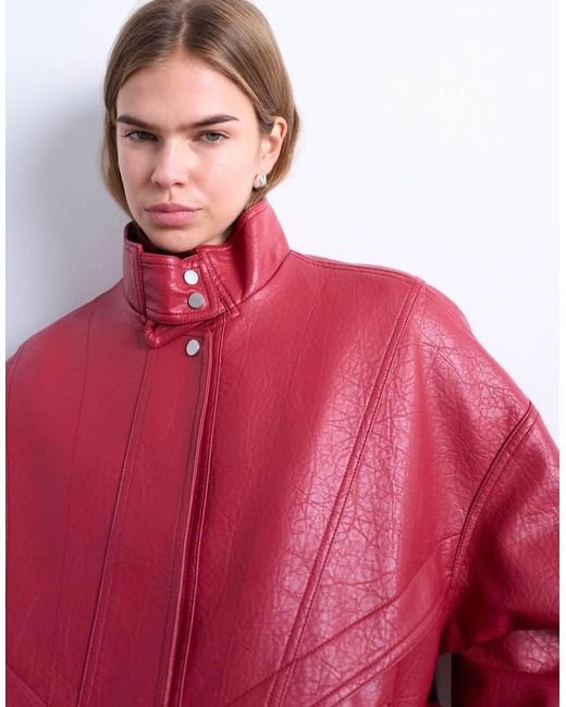 TOPSHOP Bomberjack Met Dubbele Voorkant Met Naad in het Red