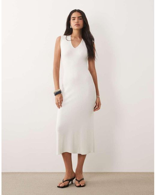Mango Natural Compact Knit Sleeveless Midi Dress