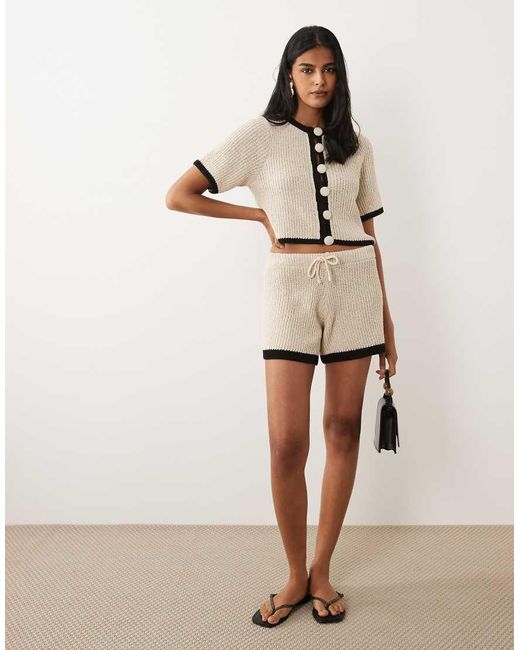 ASOS Natural Knitted Linen Blend Shorts Co-ord