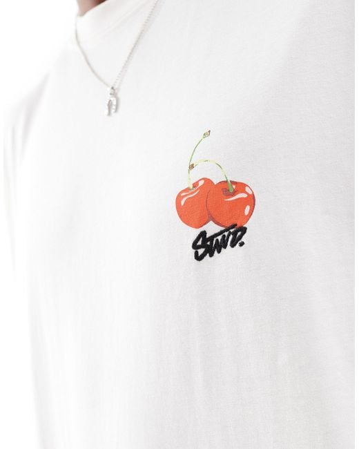 Pull&Bear White Cherries Back Printed T-shirt for men