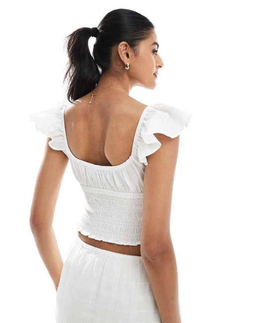 Bershka Gesmokte Top in het White