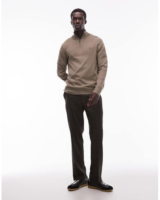 AllSaints Brown Kilburn Quarter-zip Jumper for men