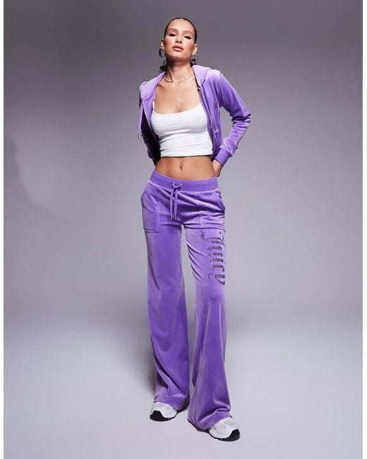 Juicy Couture Purple Velour Tonal Jewel Low Rise joggers Co-ord