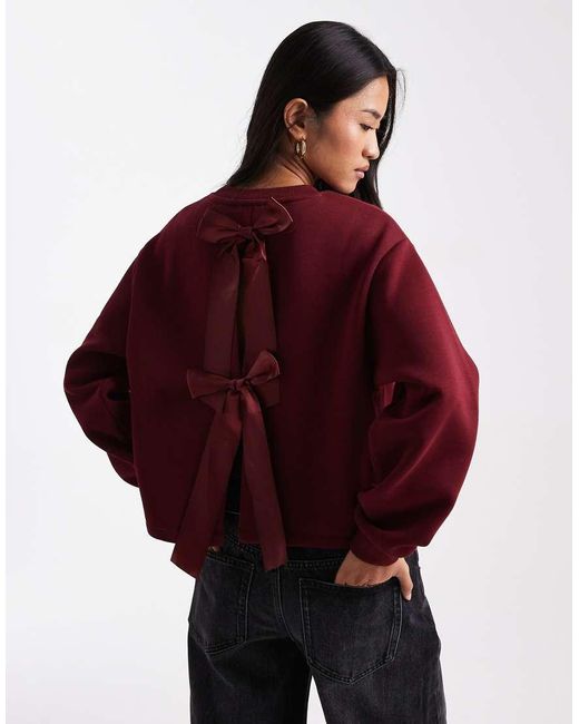 Miss Selfridge Red Bow Back Sweatshirt