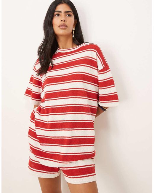 ASOS Oversized Gestreept T-Shirt in het Red