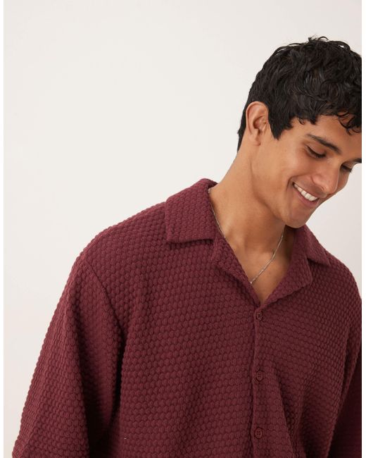 ASOS – oversize-hemd aus häkelware in Red für Herren