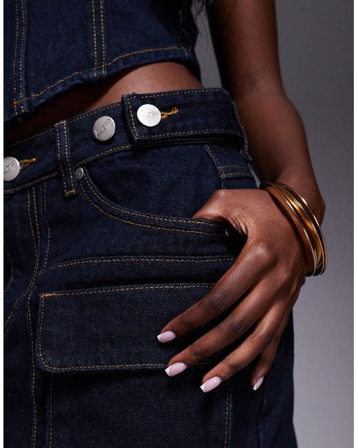Liquor N Poker Blue Utility Denim Mini Skirt